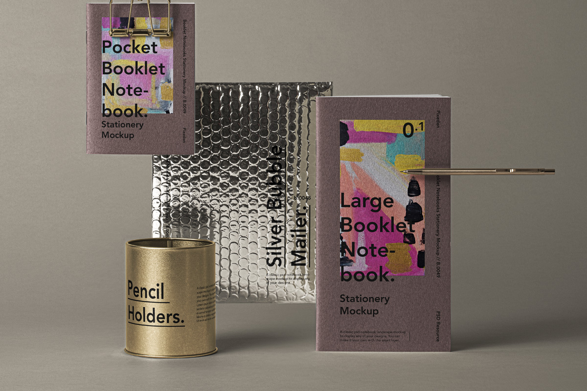 Download Notebooks Psd Booklet Stationery Mockup Psd Mock Up Templates Pixeden PSD Mockup Templates