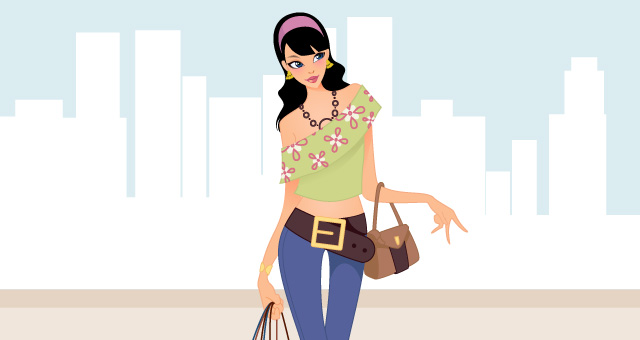Fashion and Shopping Girls Vector Art 02