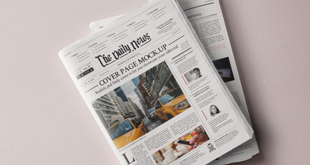 005 daily news paper presentation cover back mockup brand editorial psd