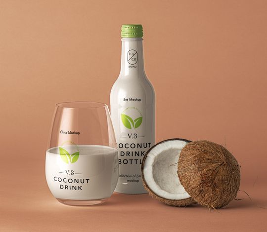 Coconut Drink Psd Bottle Mockup