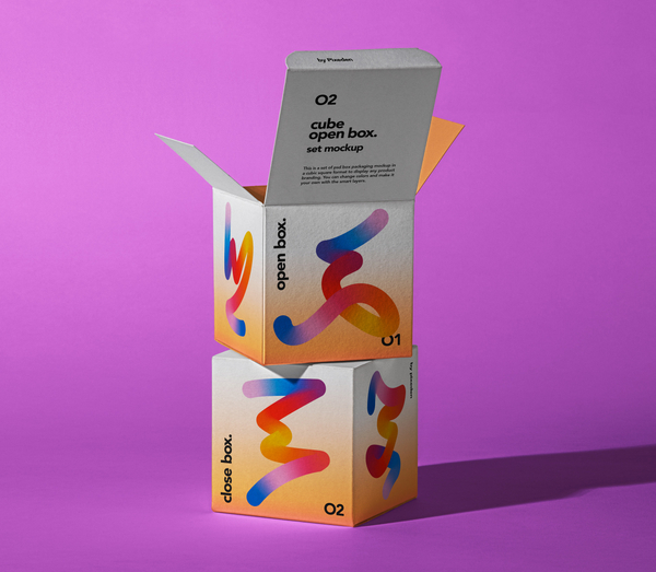 Cube Boxes Psd Packaging Mockup