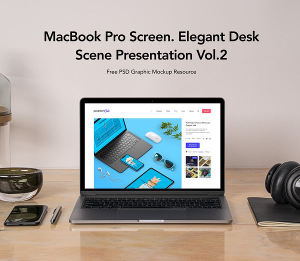 Desk Psd MacBook Pro Scene Set Vol2
