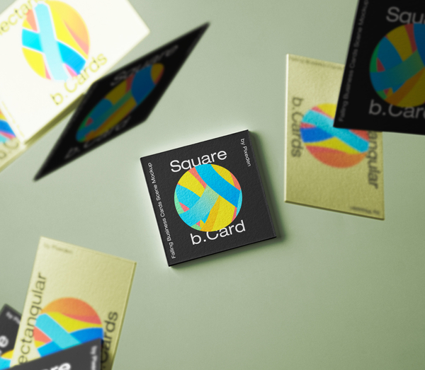 Falling Square Psd Business Cards Mockup