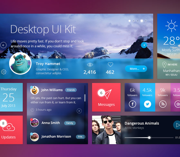 Flat Desktop Psd UI Kit