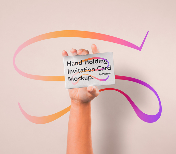 Hand Holding Psd Invitation Card Mockup