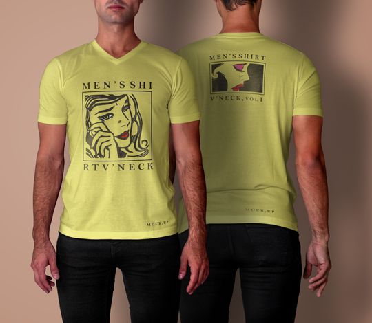 Psd Men T-shirt Mockup V-Neck