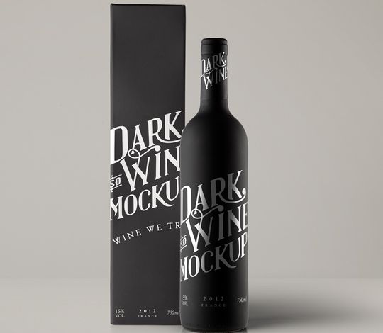 Psd Red Wine Dark Bottle Mockup