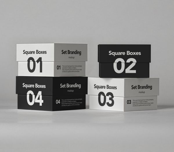 Psd Square Box Mockup Set