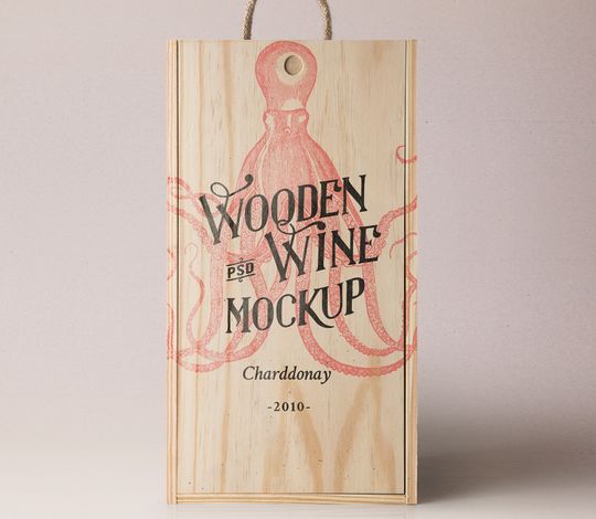 Psd Wine Wood Box Mockup