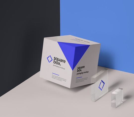 Square Psd Box Packaging Mockup