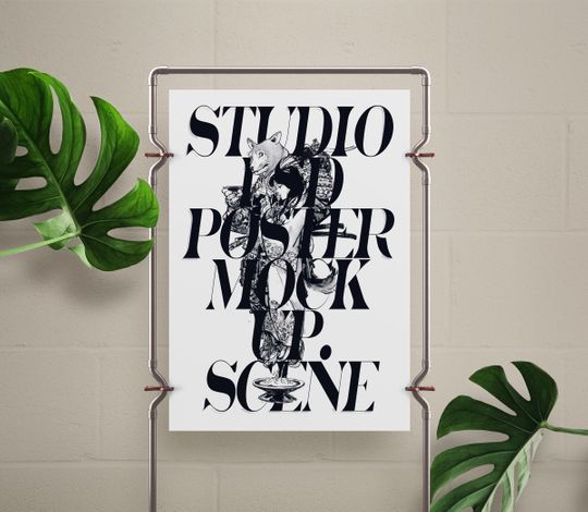 Studio Psd Poster Mockup Scene 3