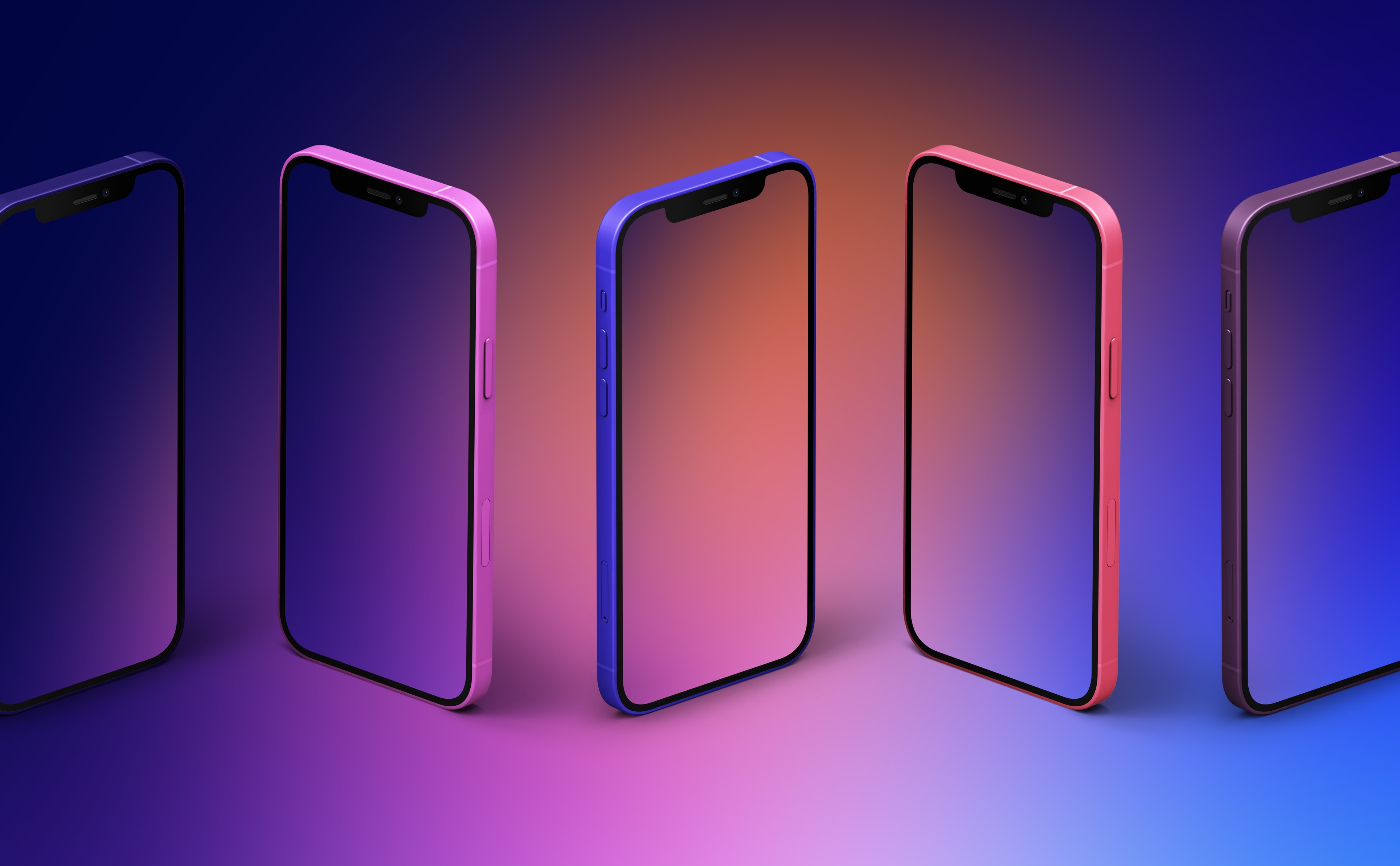 Isometric Psd iPhone 12 Mockup Set