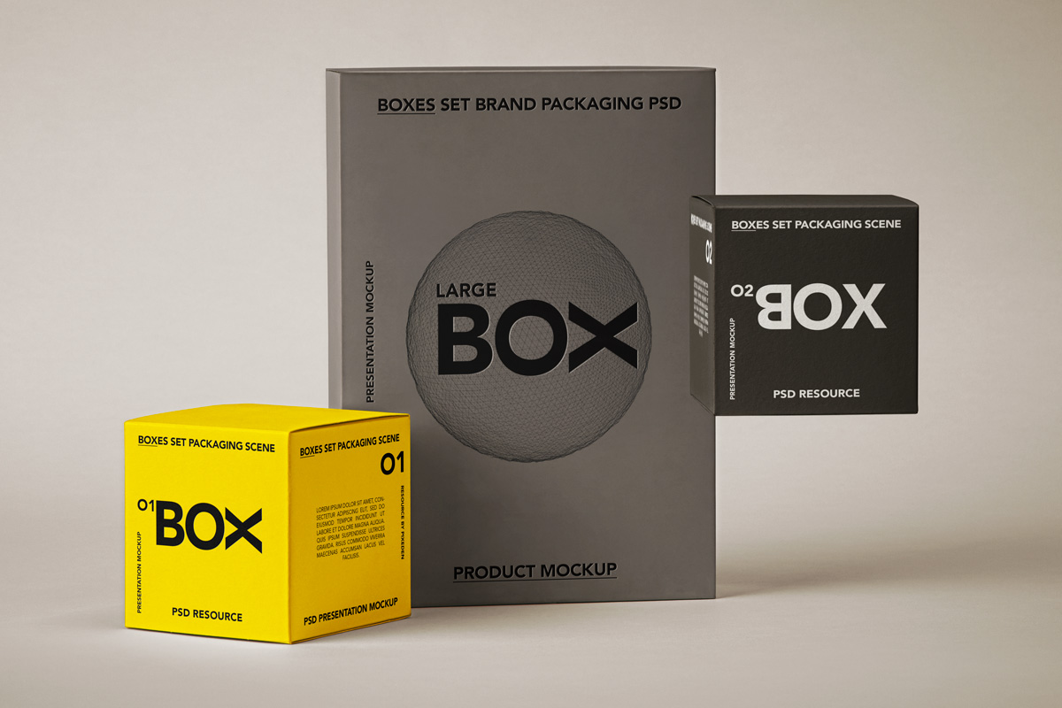 Packaging Boxes Psd Branding Mockup Set | Pixeden Club, image size:1200x800