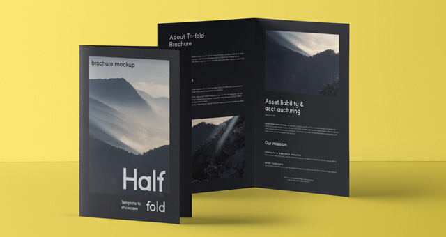 Free Us Half Fold Brochure Mockup Mockups Design Free Premium Mocku...