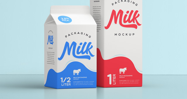 001 milk drink packaging box brand psd mockup