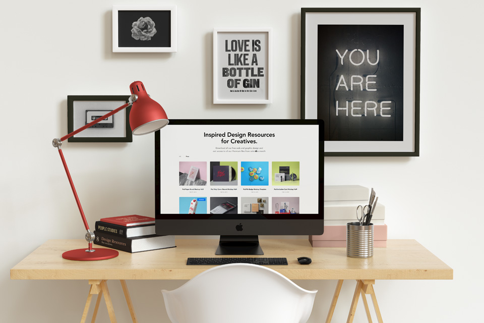 Imac Workspace Desk Psd Mockup Psd Mock Up Templates Pixeden