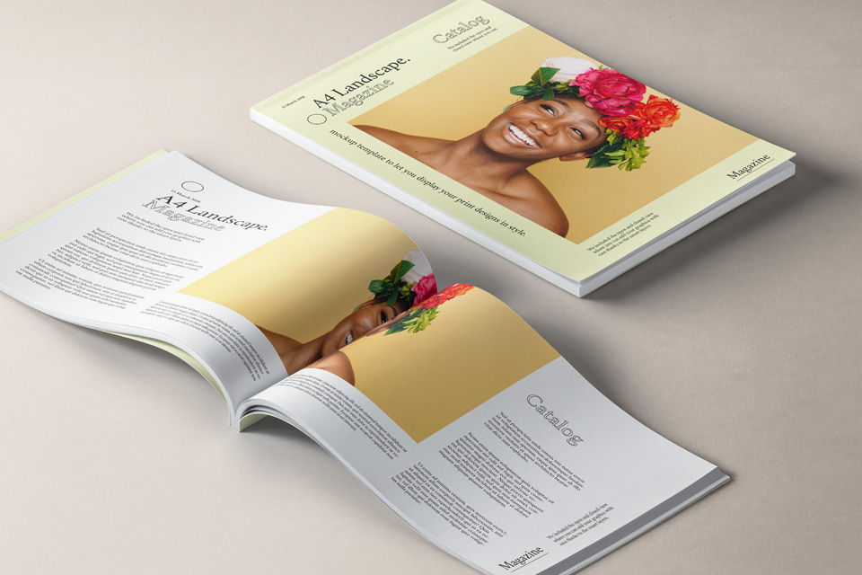 Download A4 Landscape Magazine Mockup V2 Psd Mock Up Templates Pixeden PSD Mockup Templates