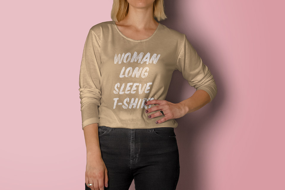 Download Psd Woman Long Sleeve T-Shirt Mockup | Psd Mock Up Templates | Pixeden