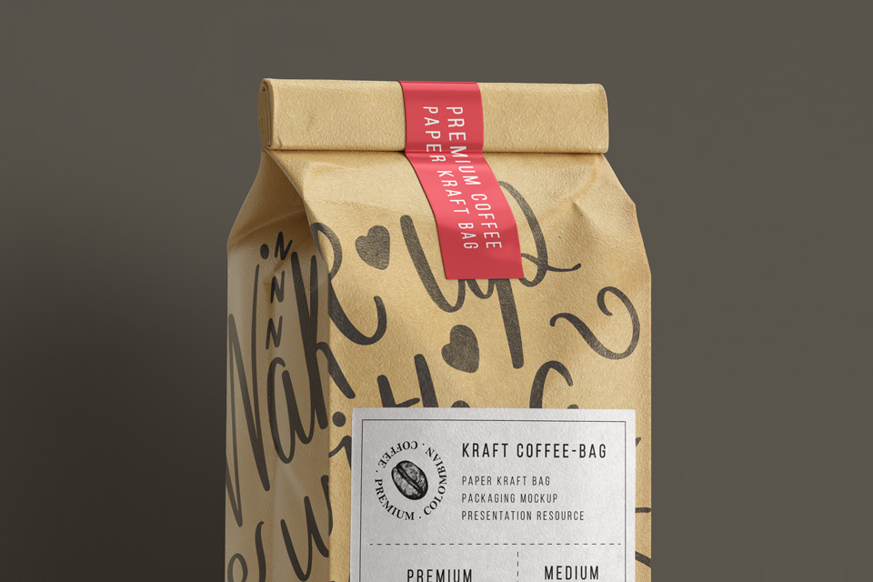 Download Kraft Coffee Bag Packaging Mockup Psd Mock Up Templates Pixeden PSD Mockup Templates