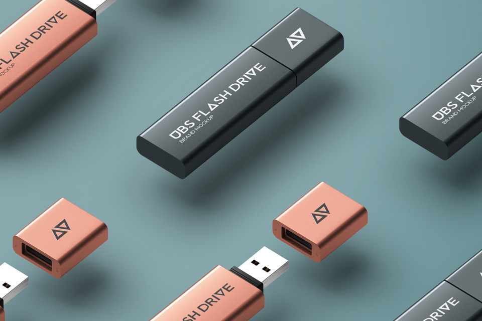 Premium Photo  Pile usb flash memory set drive template mockup on