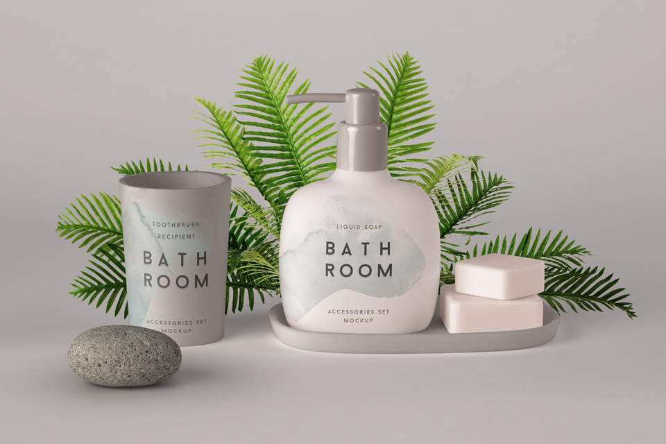 Download Bathroom Psd Cosmetic Set Mockup Psd Mock Up Templates Pixeden