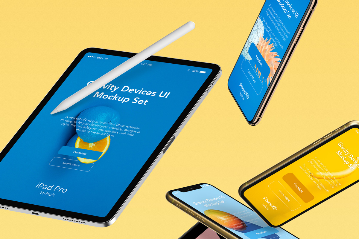 Download Gravity Psd Devices Ui Mockup Set V4 Psd Mock Up Templates Pixeden PSD Mockup Templates