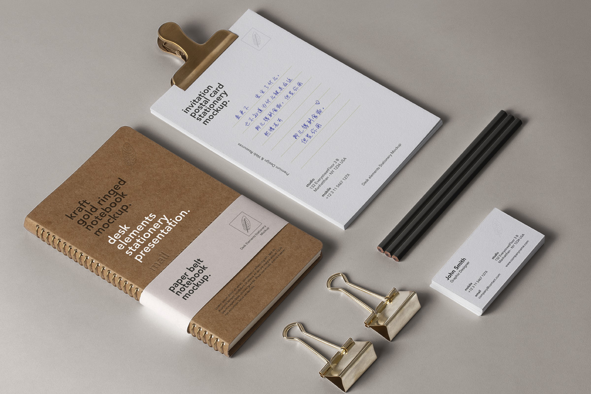 Psd Desk Stationery Mockup | Psd Mock Up Templates | Pixeden