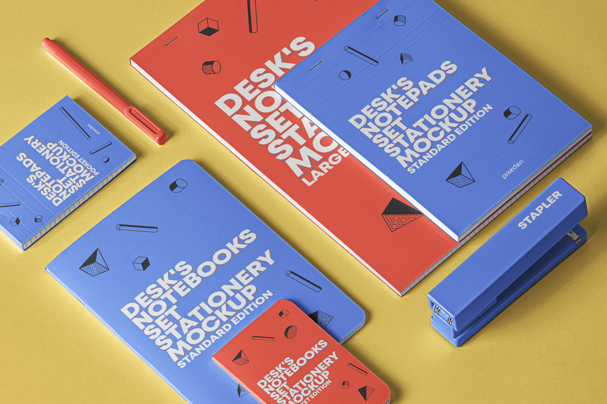 Psd Notepad Mockup Desk Set | Psd Mock Up Templates | Pixeden