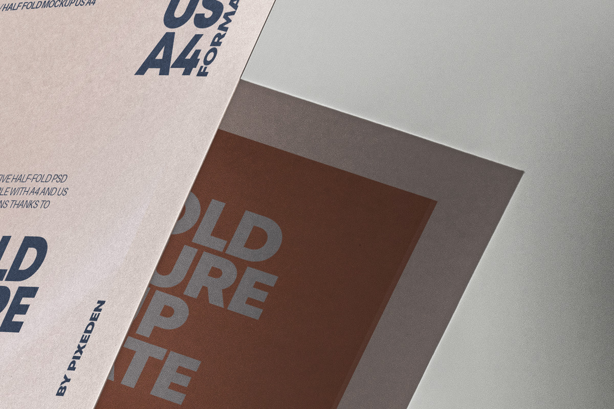 Half Fold A4 Psd Mockup Free Psd Half Fold Mockup US A4