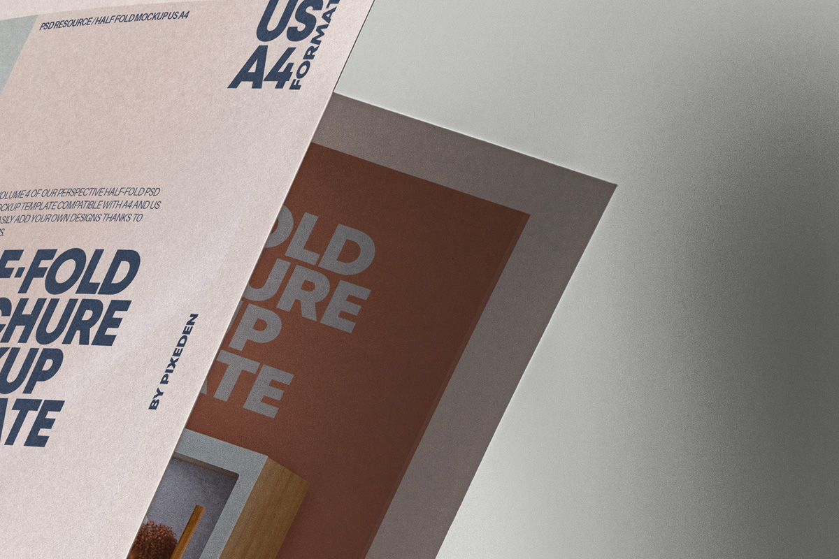 Half Fold A4 Psd Mockup Free Psd Half Fold Mockup US A4