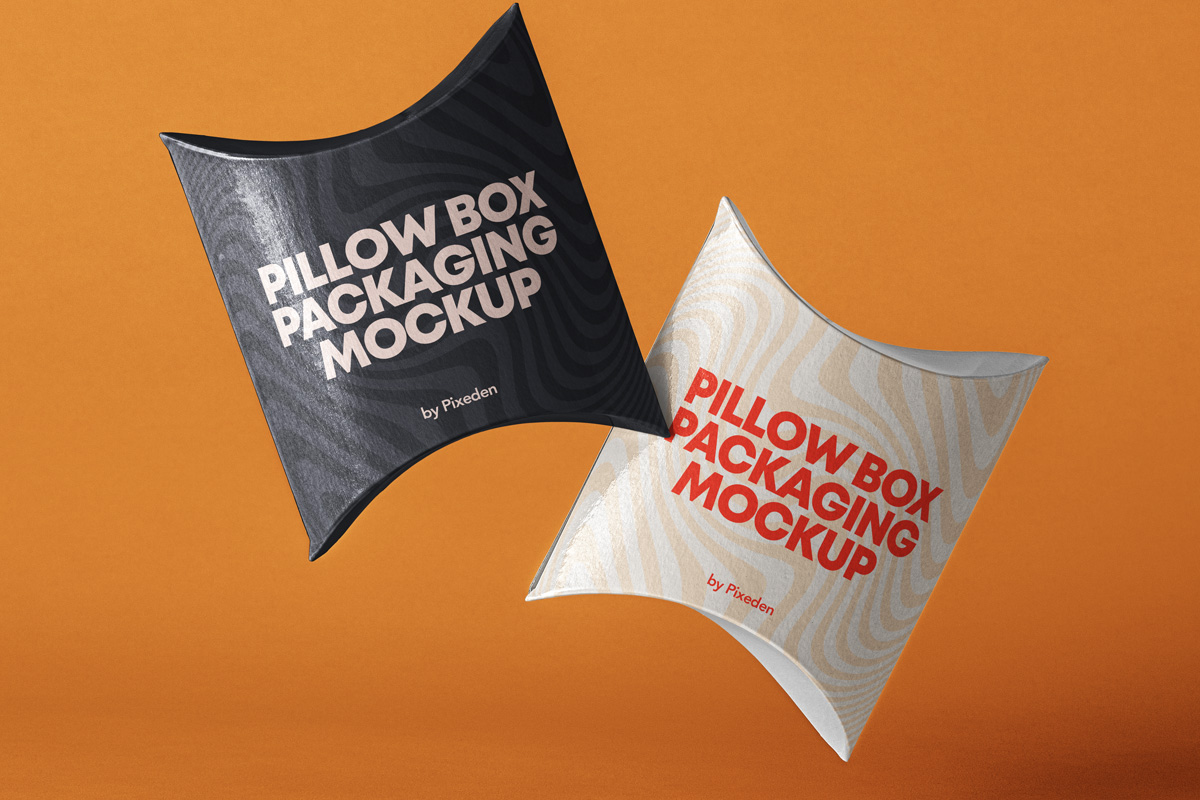 Psd Pillow Box Packaging Mockup 2 | Psd Mock Up Templates | Pixeden