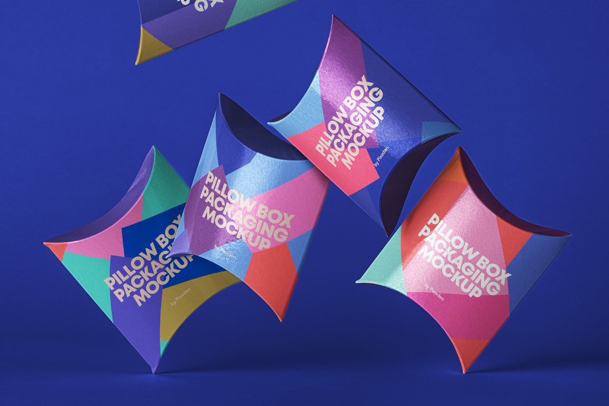 Download Psd Pillow Box Packaging Mockup 3 | Psd Mock Up Templates | Pixeden