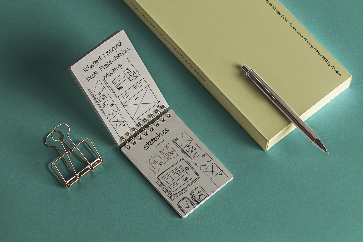 Download Desk Psd Ringed Notepad Mockup Psd Mock Up Templates Pixeden PSD Mockup Templates