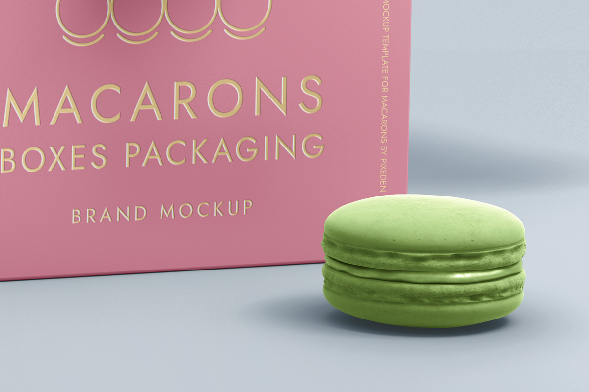 Download Psd Macarons Box Packaging Mockup Psd Mock Up Templates Pixeden