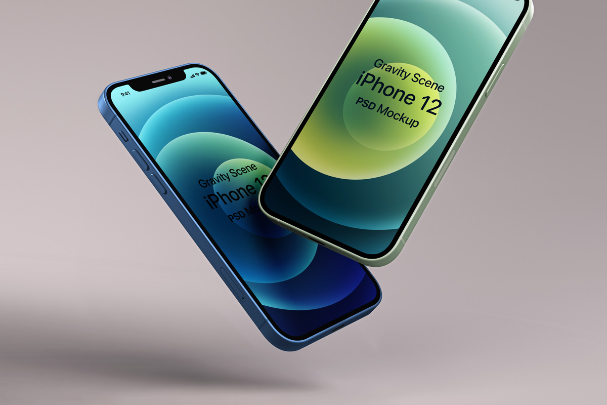 Gravity Psd Iphone 12 Mockup Set Psd Mock Up Templates Pixeden