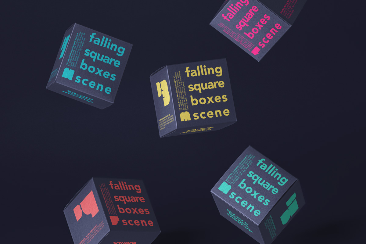 Download Falling Psd Square Boxes Mockup Psd Mock Up Templates Pixeden