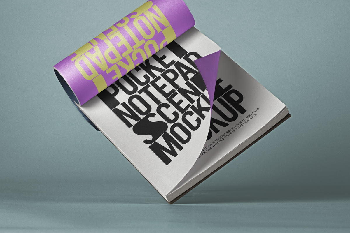 Download Pocket Psd Notepad Mockup Scene Psd Mock Up Templates Pixeden
