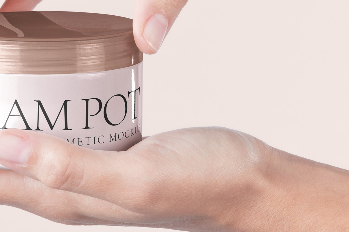 Download Holding Hand Psd Cosmetic Pot Mockup | Psd Mock Up Templates | Pixeden