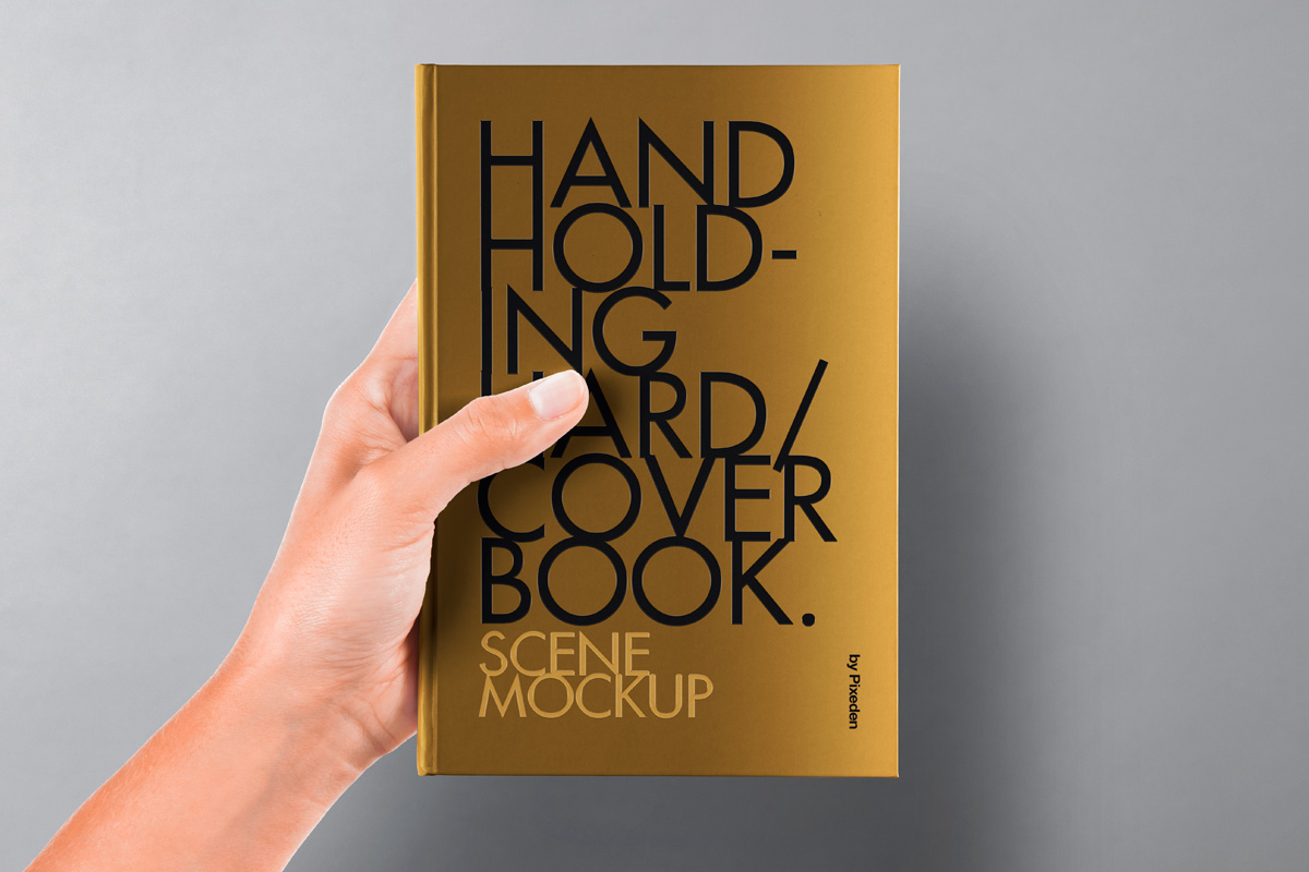 Hand Holding Hardcover Psd Book Mockup | Psd Mock Up Templates | Pixeden