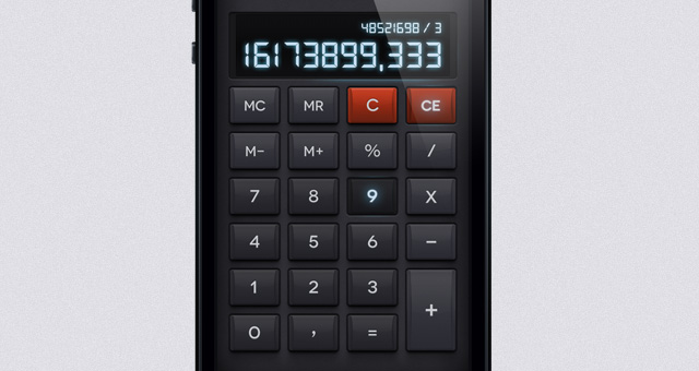 iOS Psd Calculator UI Kit | Mobile Apps | Pixeden