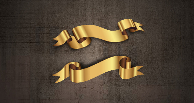 Golden Decorative Vector Ribbons Set 01