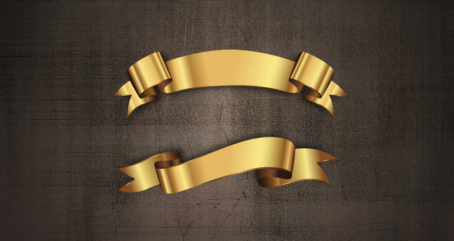 Golden Decorative Vector Ribbons Set 03