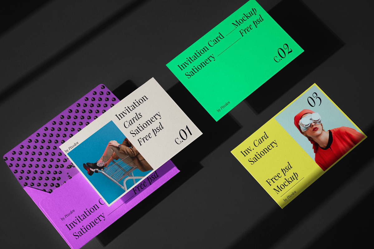 Invitation Stationary Cards Psd Mockup Psd Mock Up Templates Pixeden