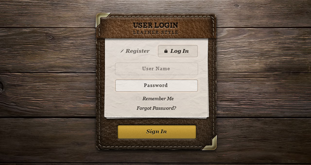 Download User Login Leather Panel Psd | Psd Web Elements | Pixeden