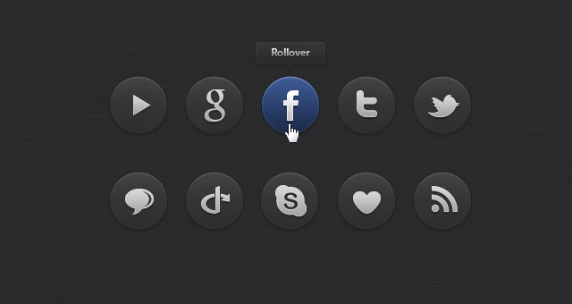 Dark Social Icons Set 01
