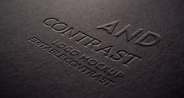 Embossed Logo Mockup on Dark Paper Stock Template