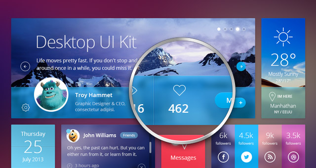 Flat Desktop Psd UI Kit | Mobile Apps | Pixeden