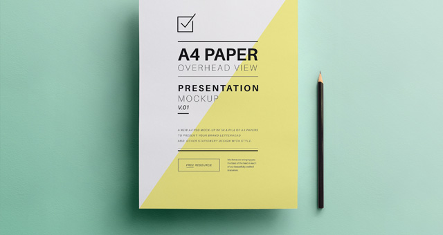 Psd A4 Overhead Paper Mock-Up  Psd Mock Up Templates 