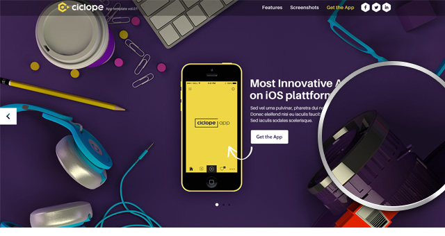 ciclope app psd landing page vol1 psd web templates pixeden app landing page psd