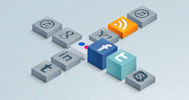3D Isometric Social Icons Set 01